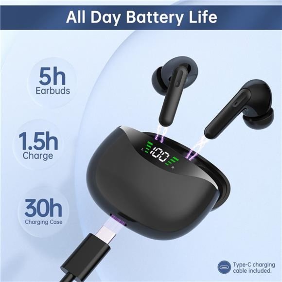 Wireless Earbuds, Bluetooth 5.1 Headphone 30Hrs Playtime - Picture 8 of 8